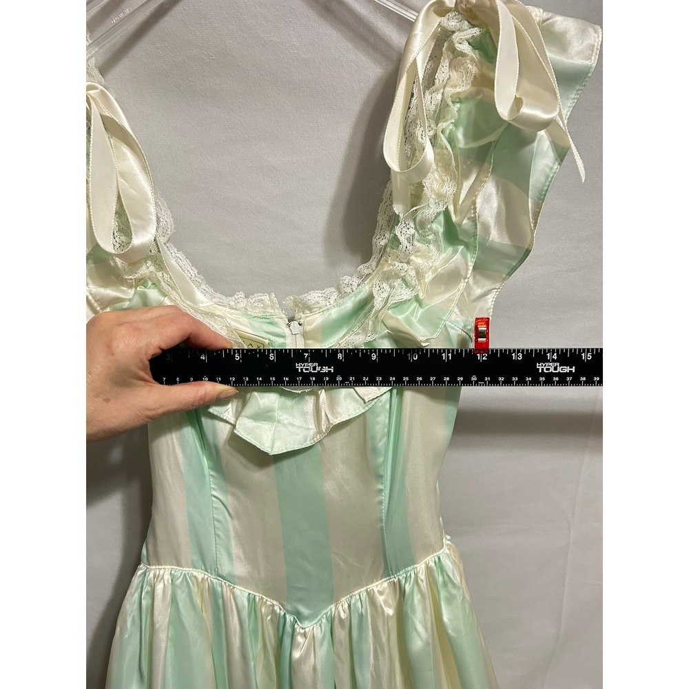 Vintage 1970 Jessica McClintock Gunne Sax Mint Strip Lace Southern Belle Gown 3 - Picture 4 of 16